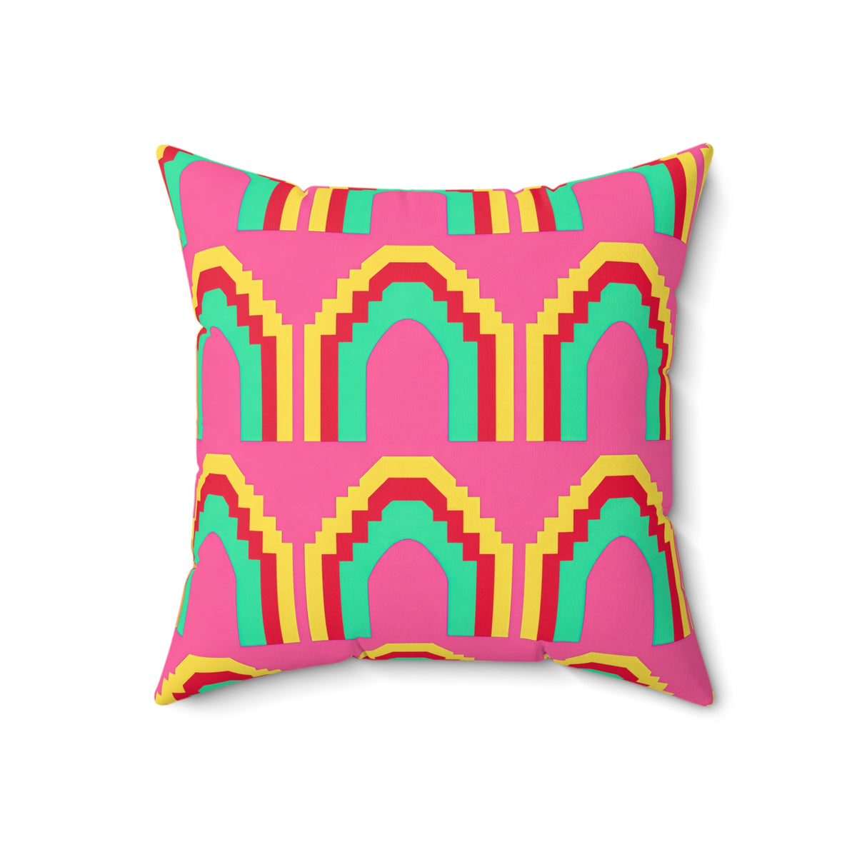Grand Stepped Arches Faux Suede Cushion – Candy Christmas