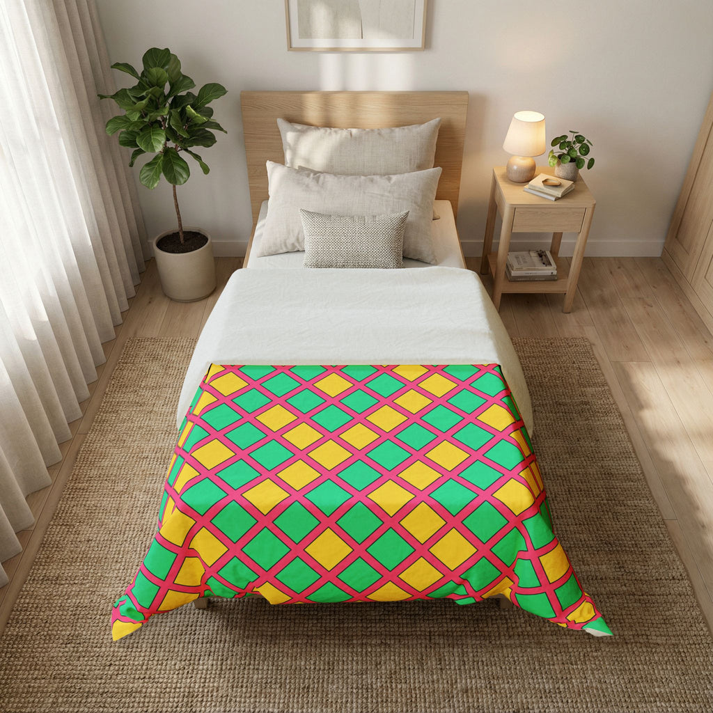 Harlequin Gold Grid Cotton Duvet Cover – Candy Christmas