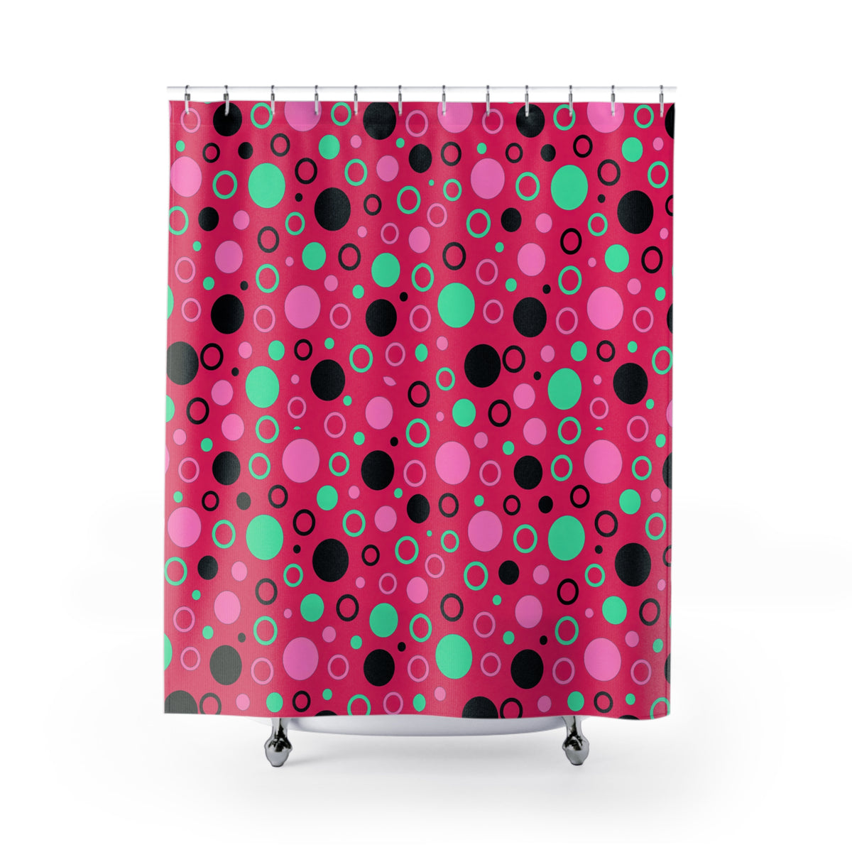Bubble Outlines Shower Curtain – Candy Pop on Raspberry