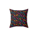 Glass Bead Rows Faux Suede Cushion – Glossy 3D Abstract Pattern