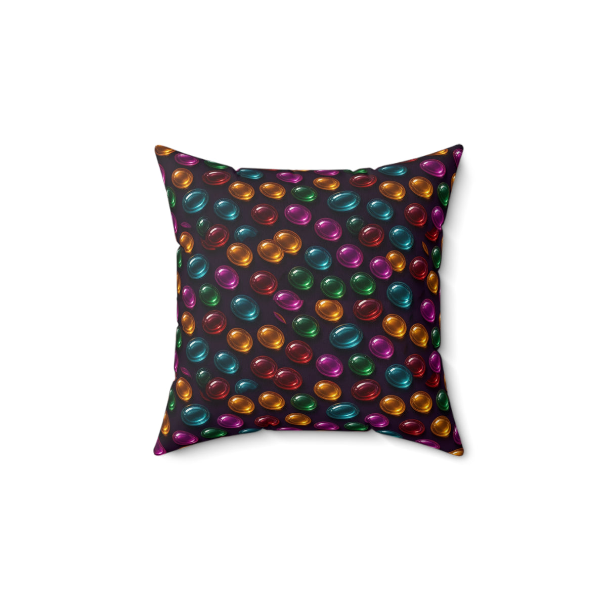 Glass Bead Rows Faux Suede Cushion – Glossy 3D Abstract Pattern