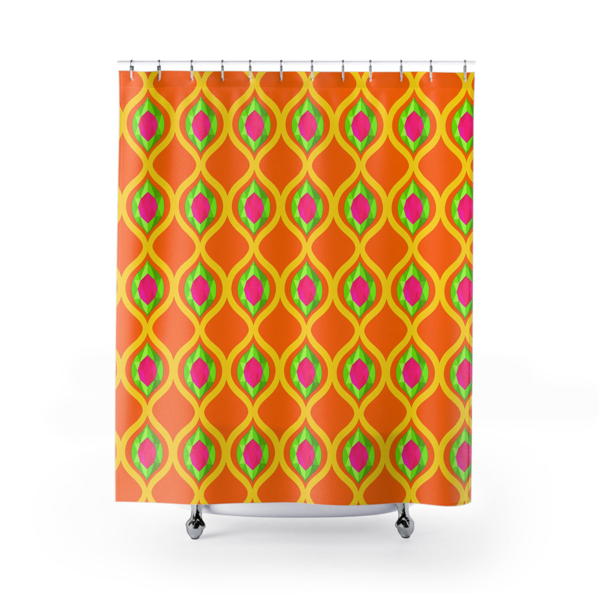 Grand Gold Ogee Lattice II Shower Curtain – Hot Citrus Festive