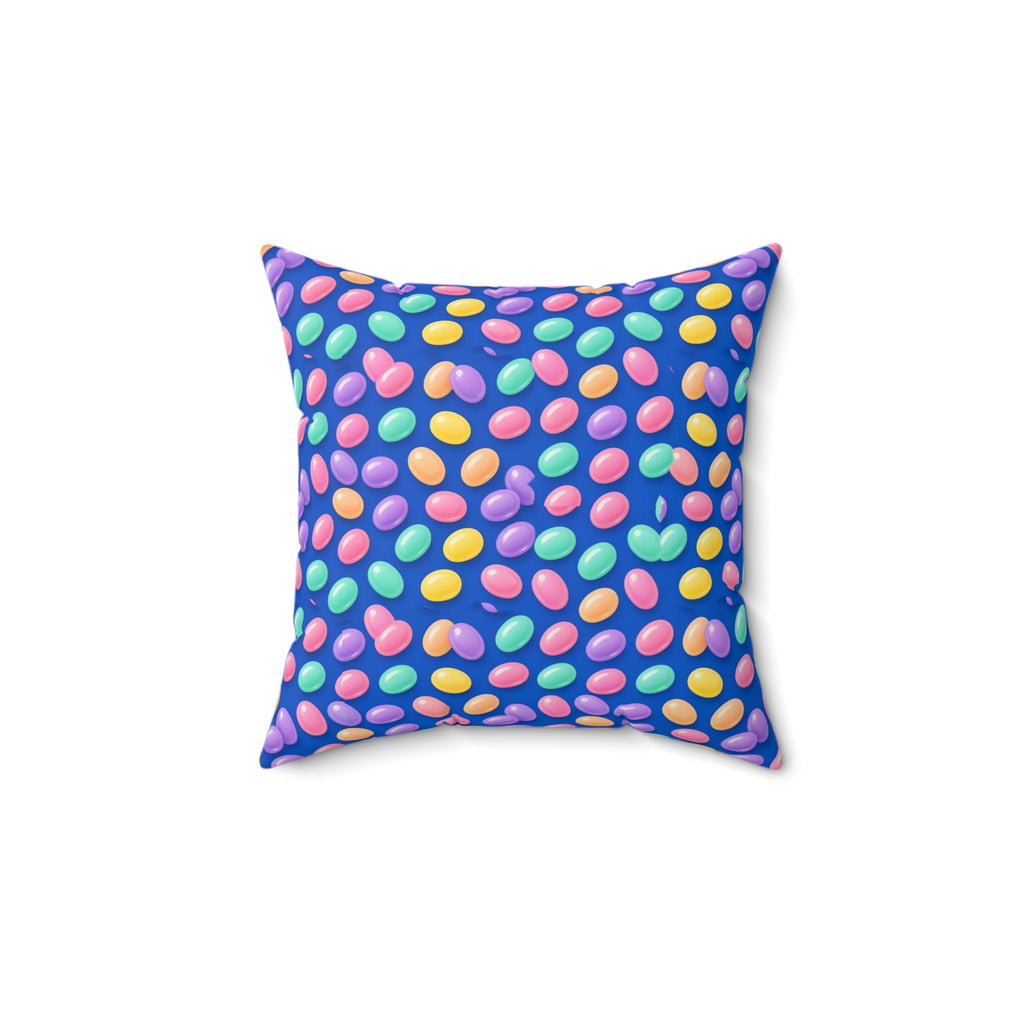 Jelly Bean Scatter Faux Suede Cushion – Soft Abstract Pattern