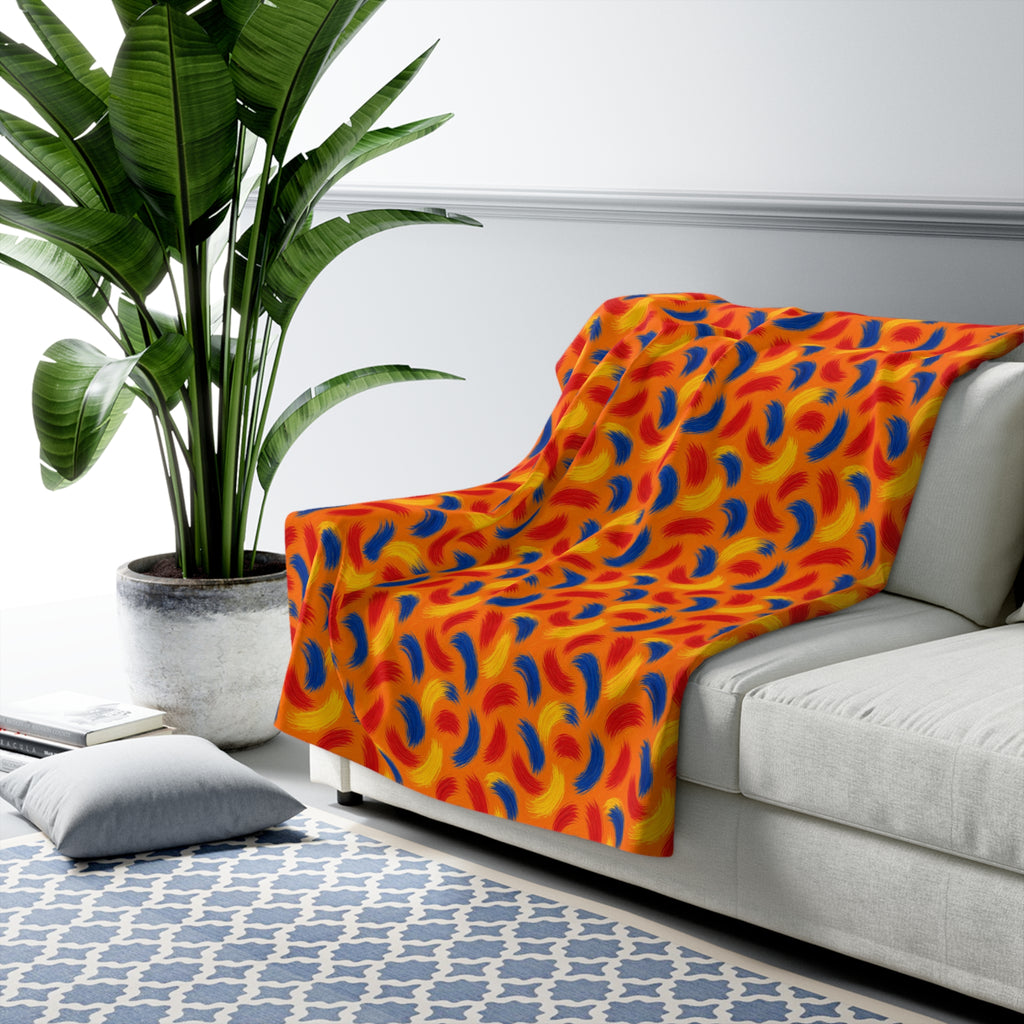 Sweeping Arcs Sherpa Fleece Blanket – Expressionist Brushstroke Abstract Pattern