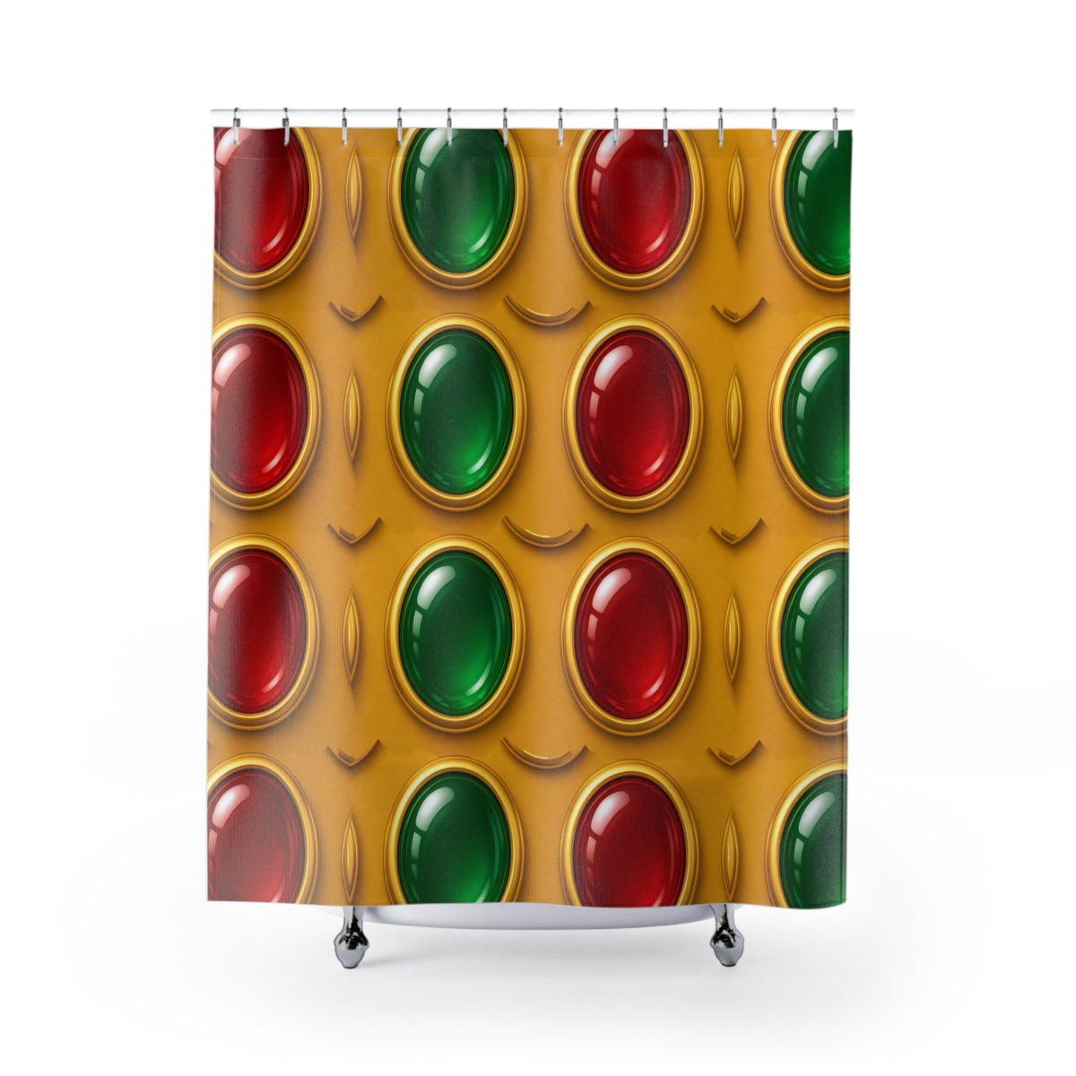 Grand Gold Cabochon Frames II Shower Curtain – Cabochon Geometric Pattern
