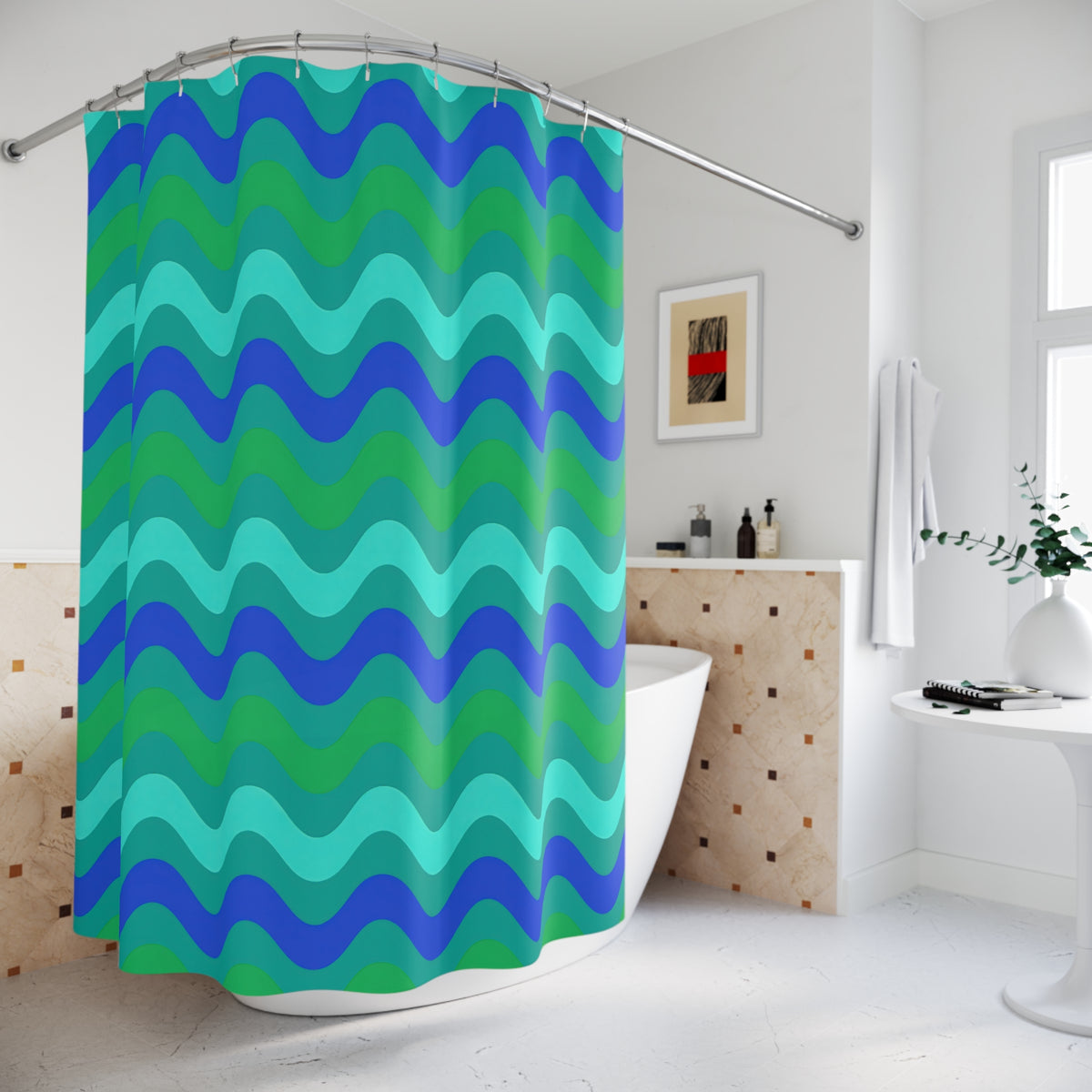 Big Ripple Chevrons Shower Curtain – Ocean Jewel