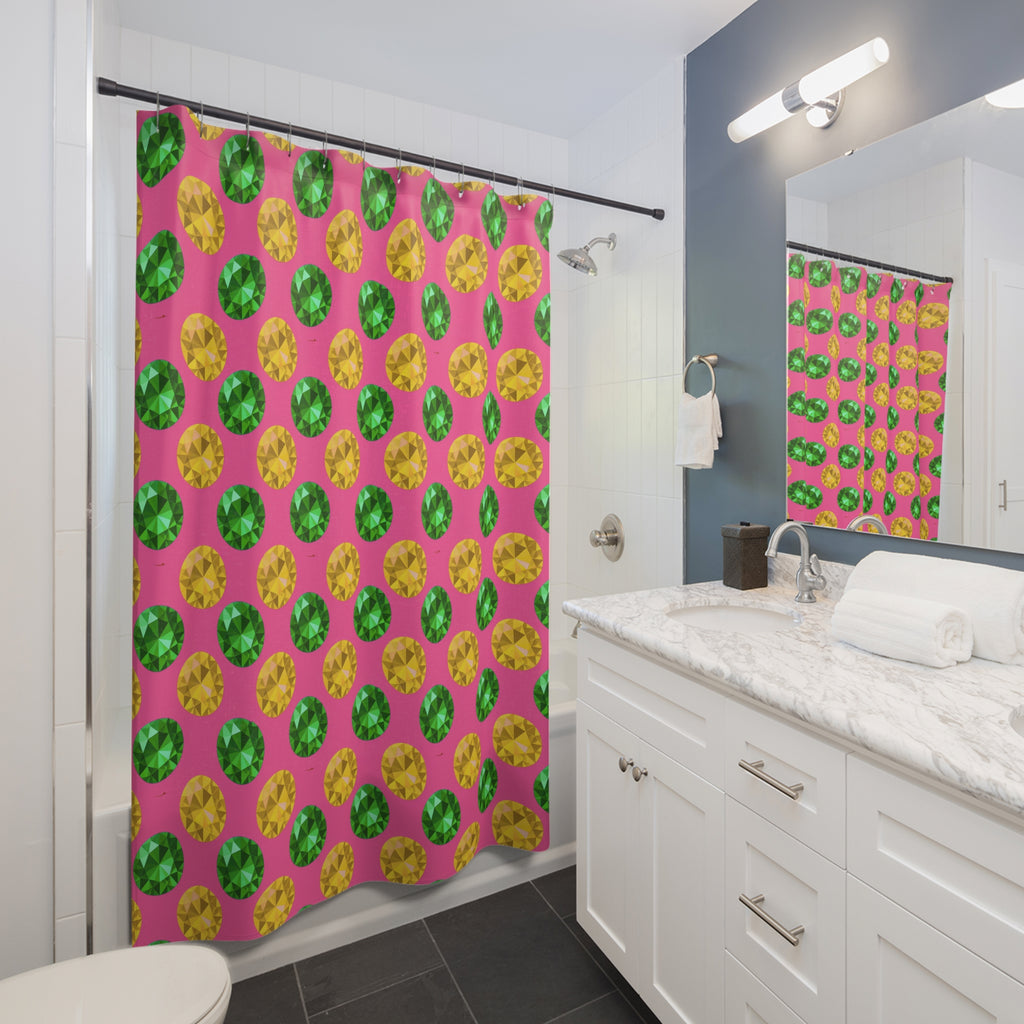 Half-Drop Gem Grid Shower Curtain – Candy Christmas