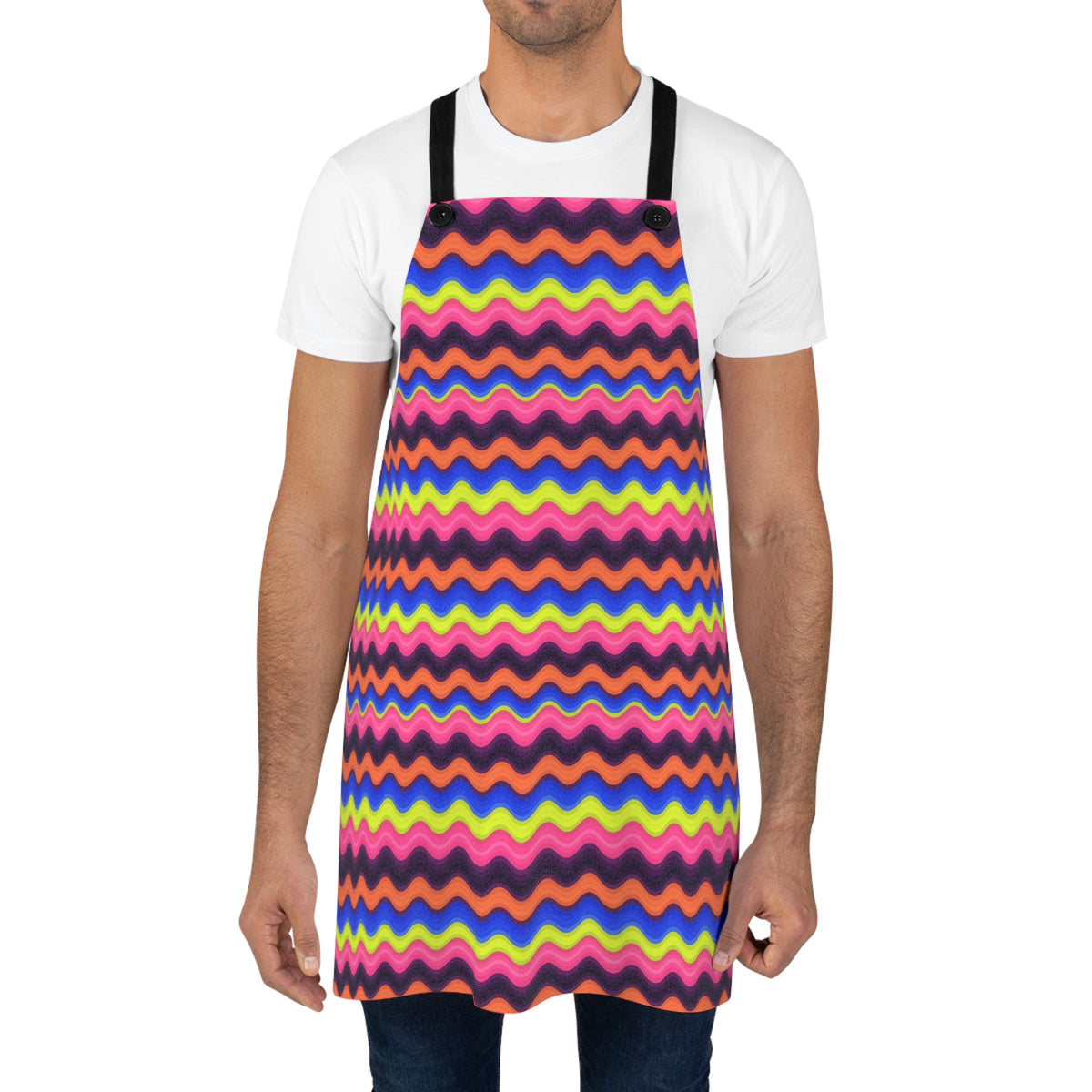 Bold Wave Stripes Apron – Op-Art Pattern