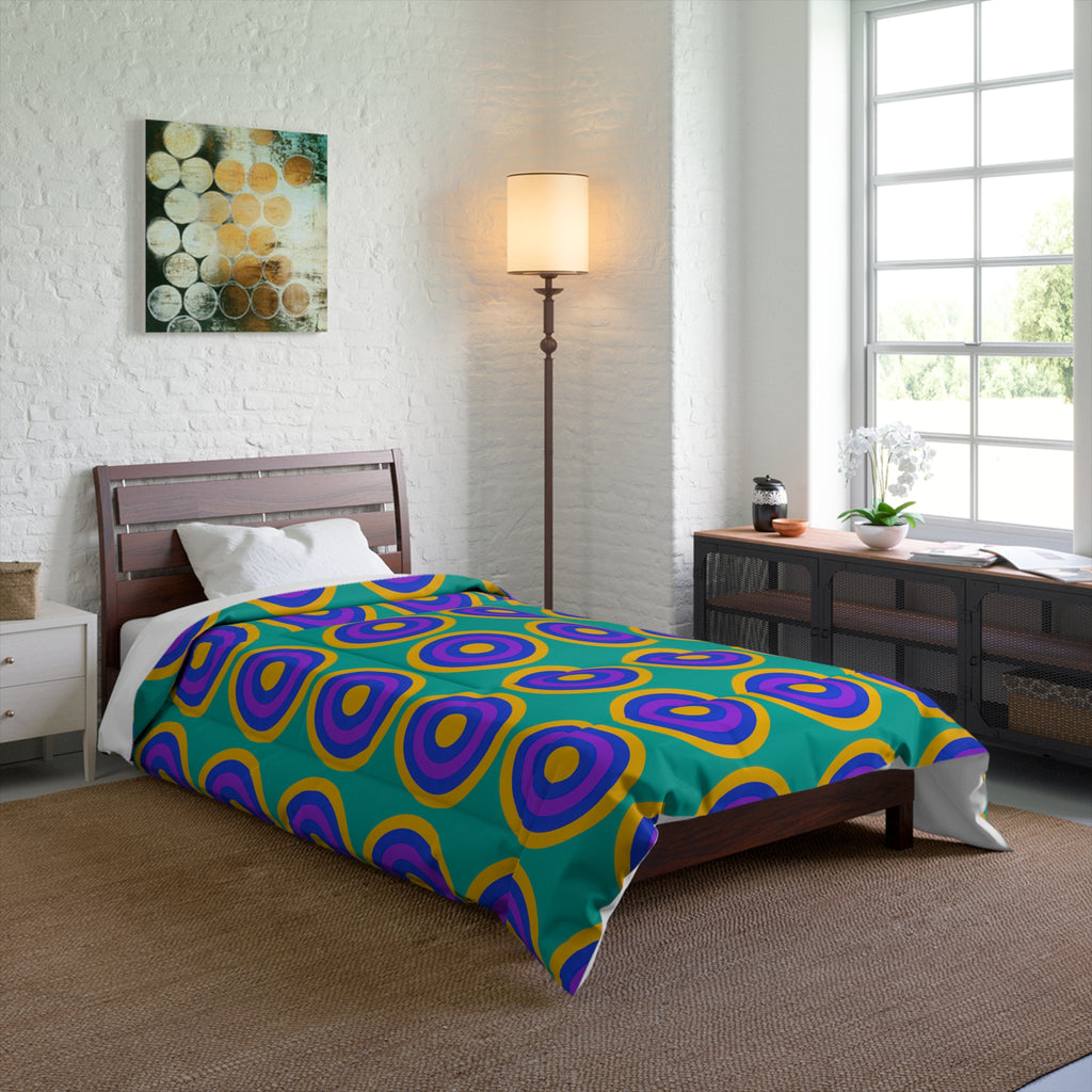 Mega Ring Grid Comforter – Peacock Jewel
