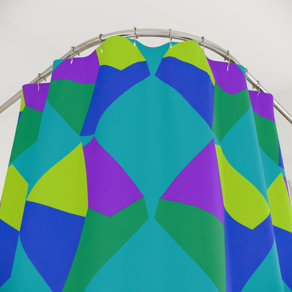 Grand Fractured Rhombus Shower Curtain – Peacock Jewel