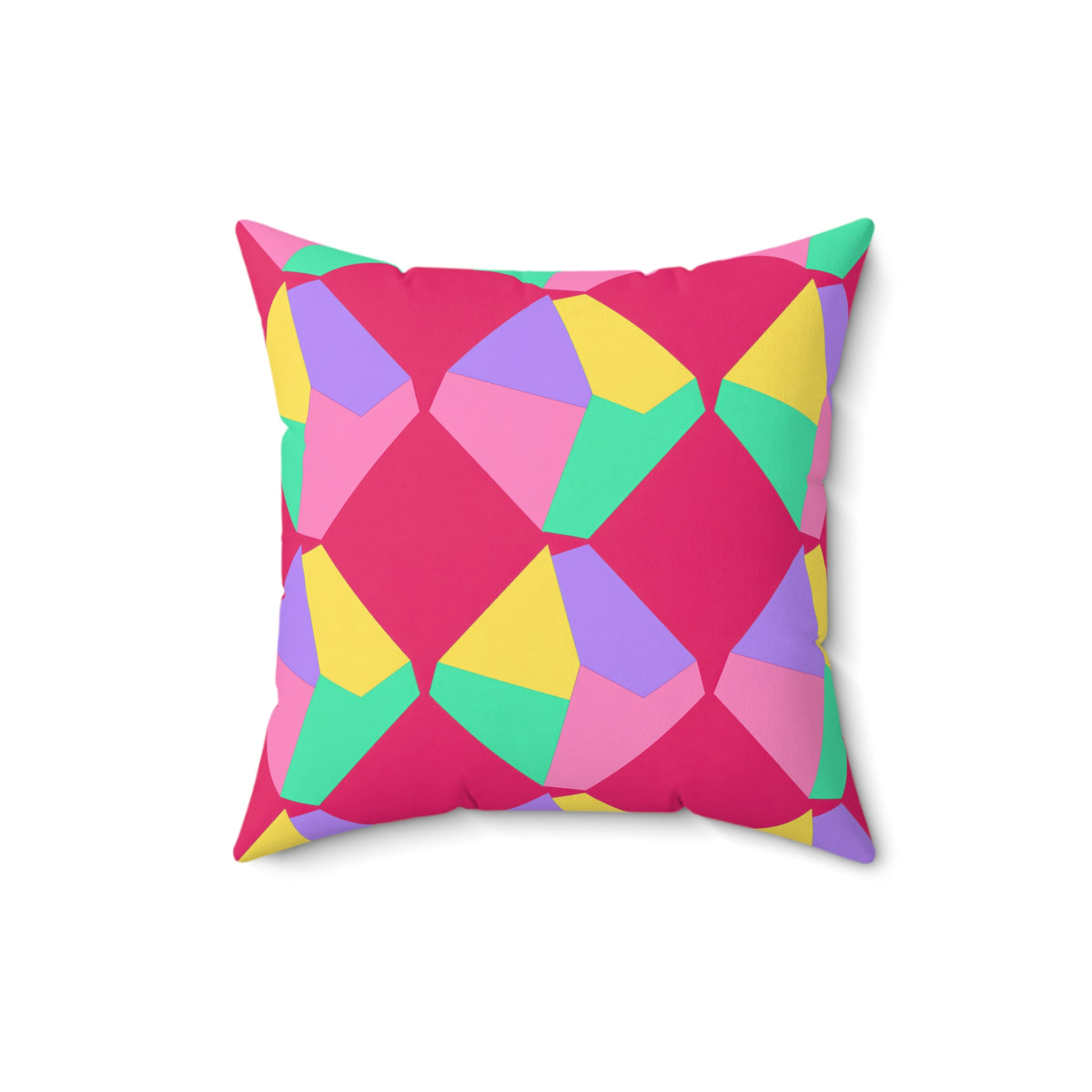 Grand Fractured Rhombus Faux Suede Cushion – Candy Pop on Raspberry