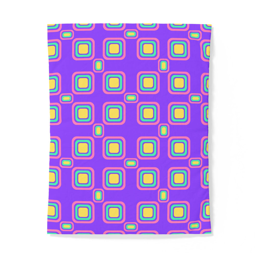 Big Ripple Squares Cotton Duvet Cover – Candy Pastel on Grape