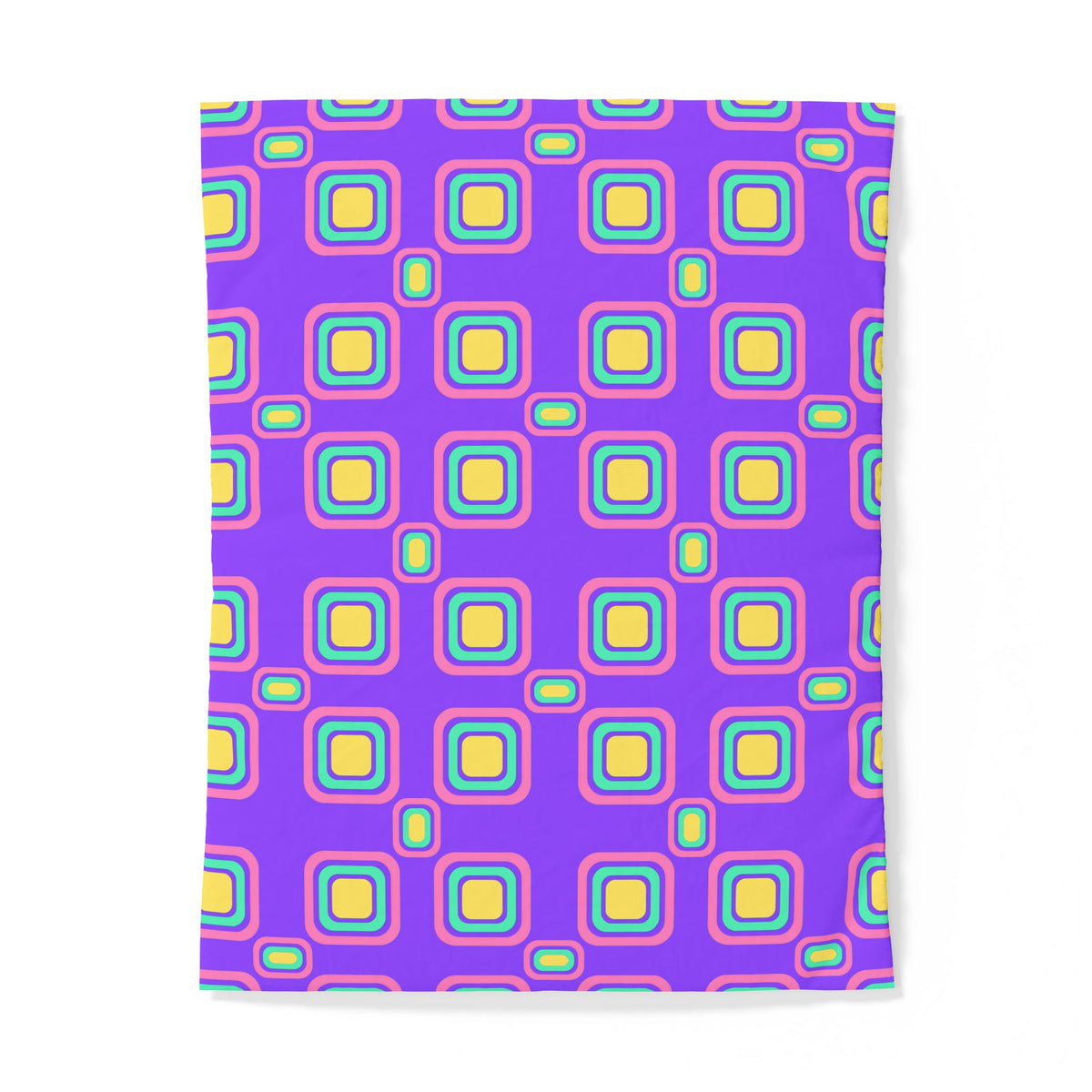 Big Ripple Squares Cotton Duvet Cover – Candy Pastel on Grape