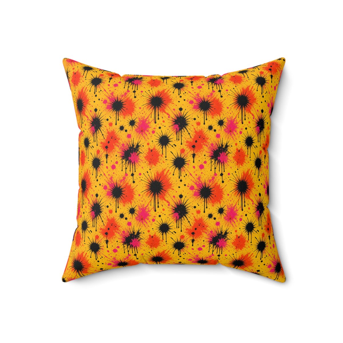 Black Ink Burst Faux Suede Cushion – Ink Splash Pattern