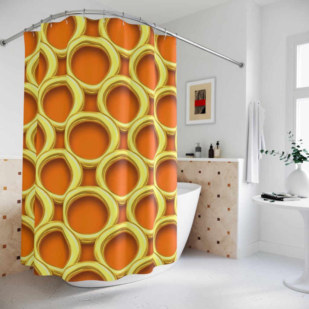 Big Gold Ring Weave Shower Curtain – Hot Citrus Festive