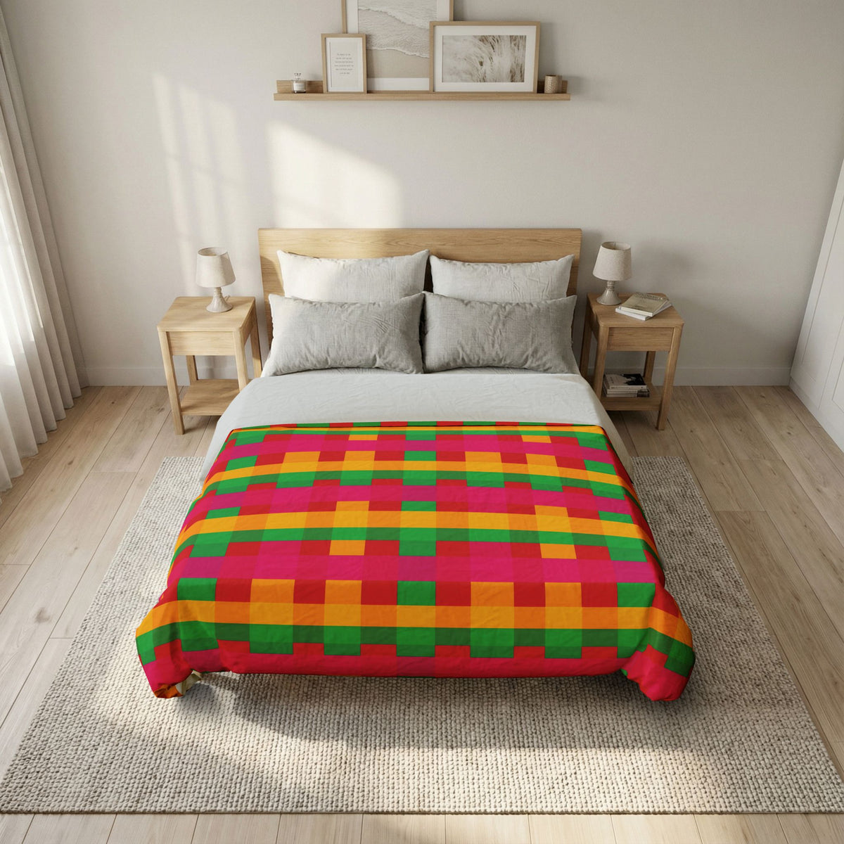 Grand Jewel Plaid Cotton Duvet Cover – Ribbon Plaid Pattern