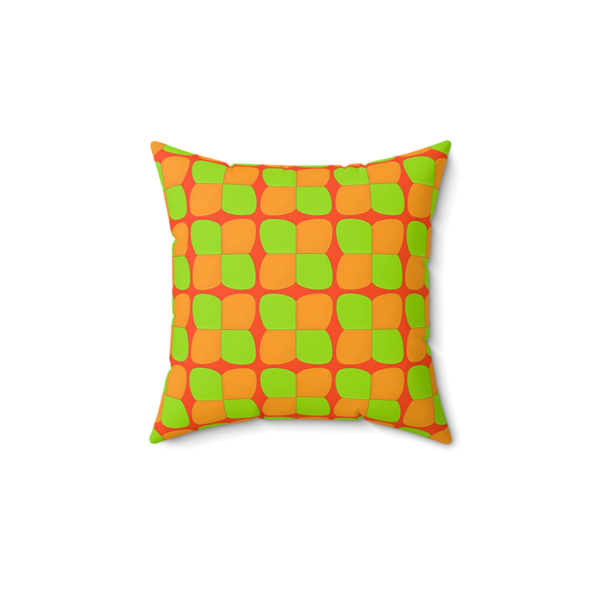 Bold Bulge Checker Faux Suede Cushion – Hot Citrus