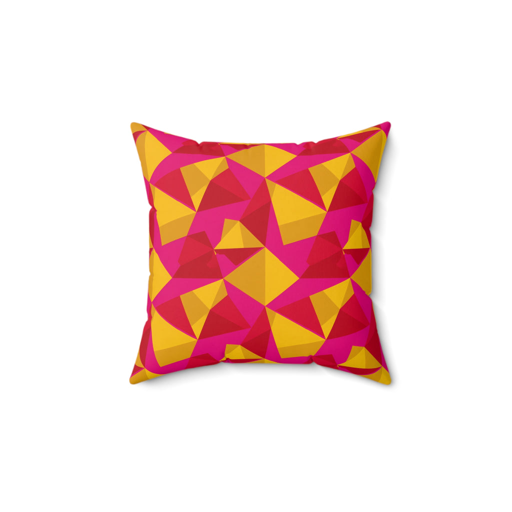 Faceted Gold Panels Faux Suede Cushion – Faceted Gem Geometric Pattern