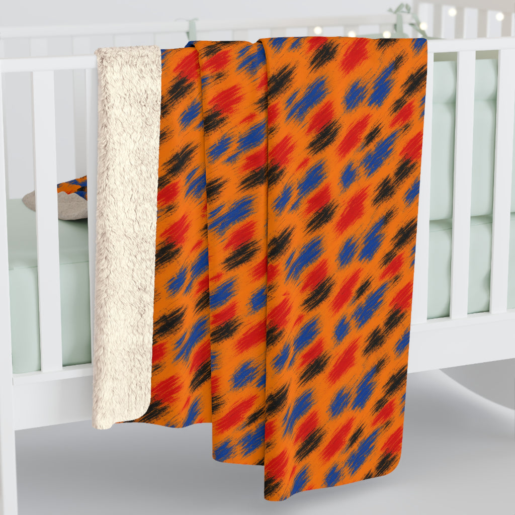 Dry-Brush Drags Sherpa Fleece Blanket – Expressionist Brushstroke Abstract Pattern