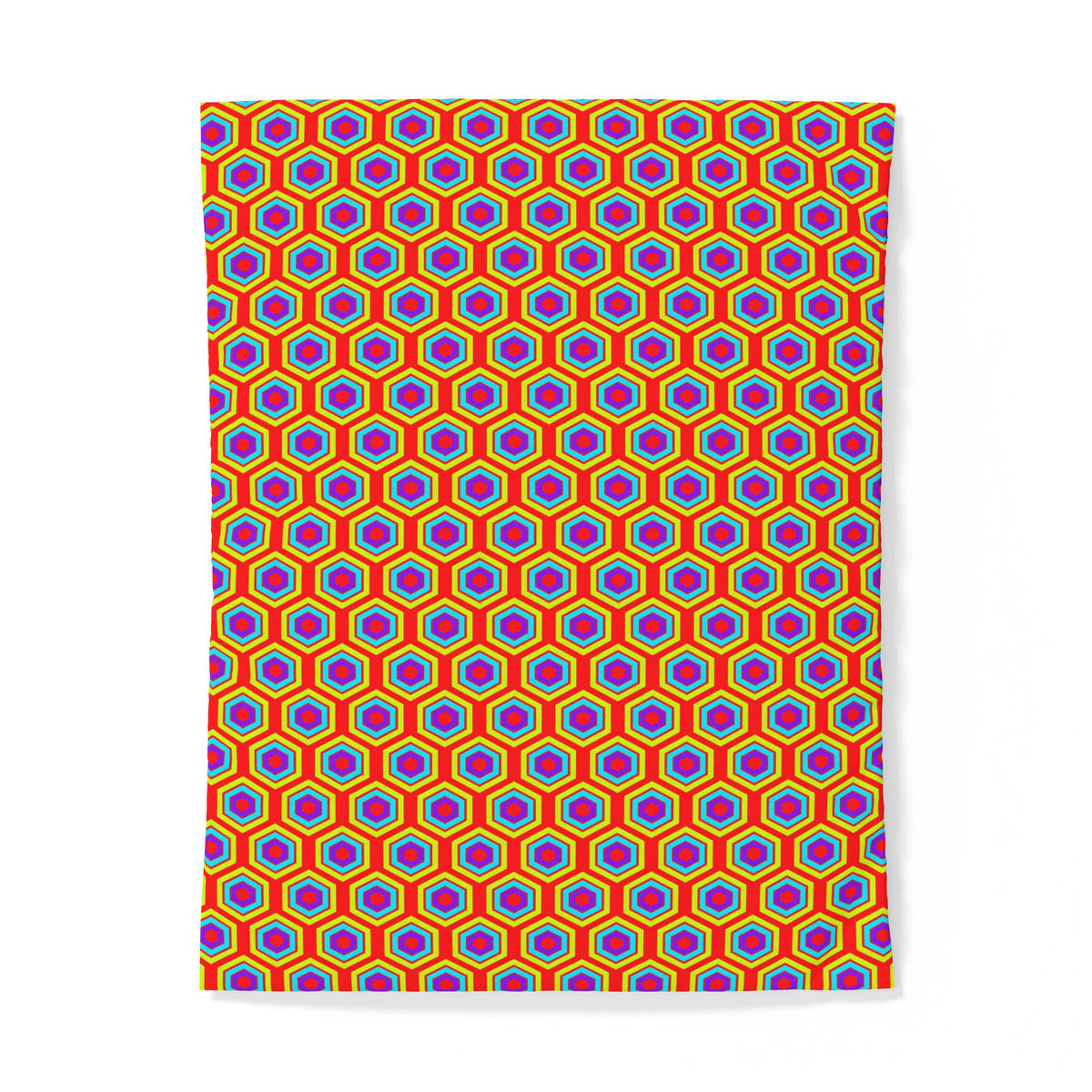 Concentric Hexagon Ripple Cotton Duvet Cover – Op-Art Hexagons Pattern