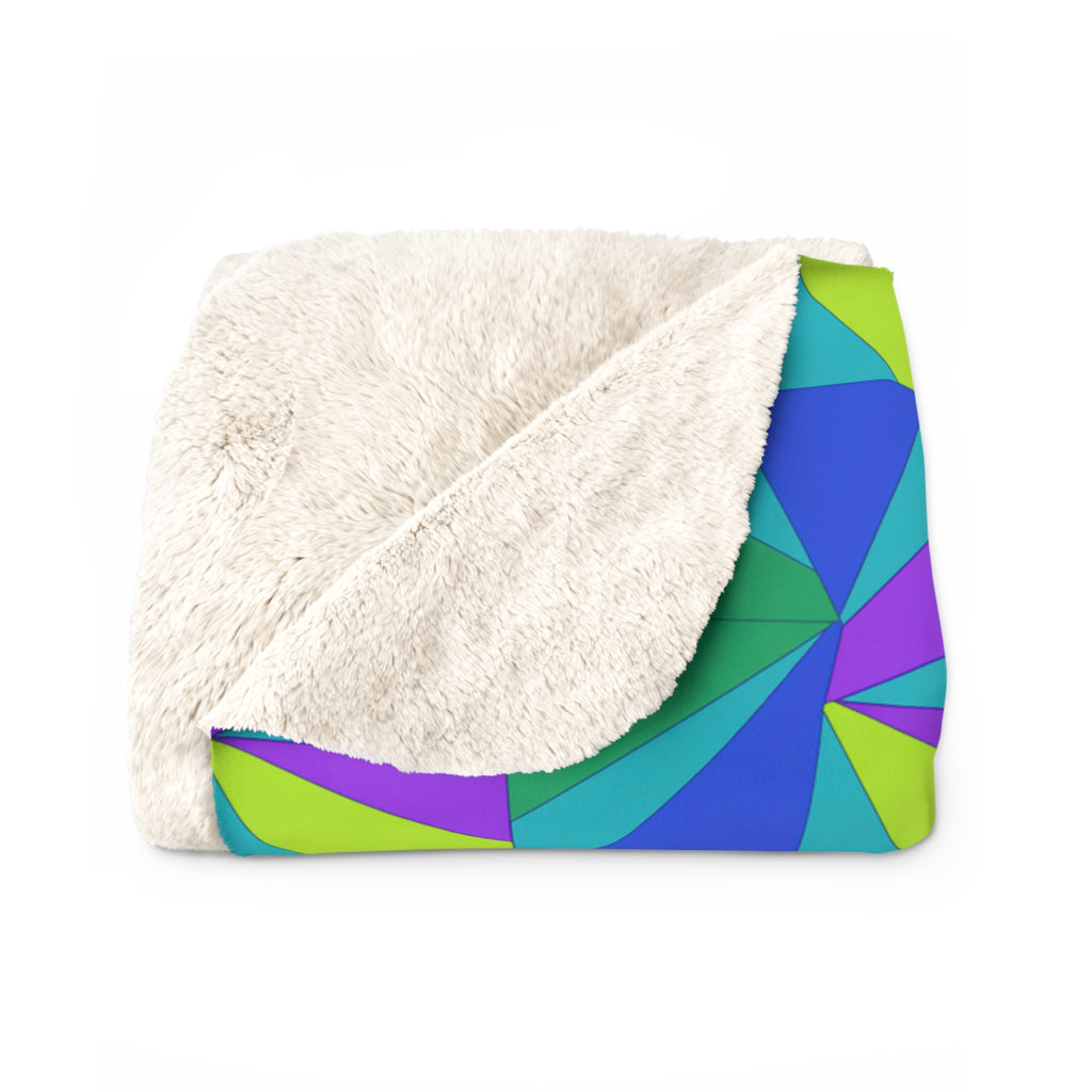 Cubist Sunburst Blocks Sherpa Fleece Blanket – Peacock Jewel