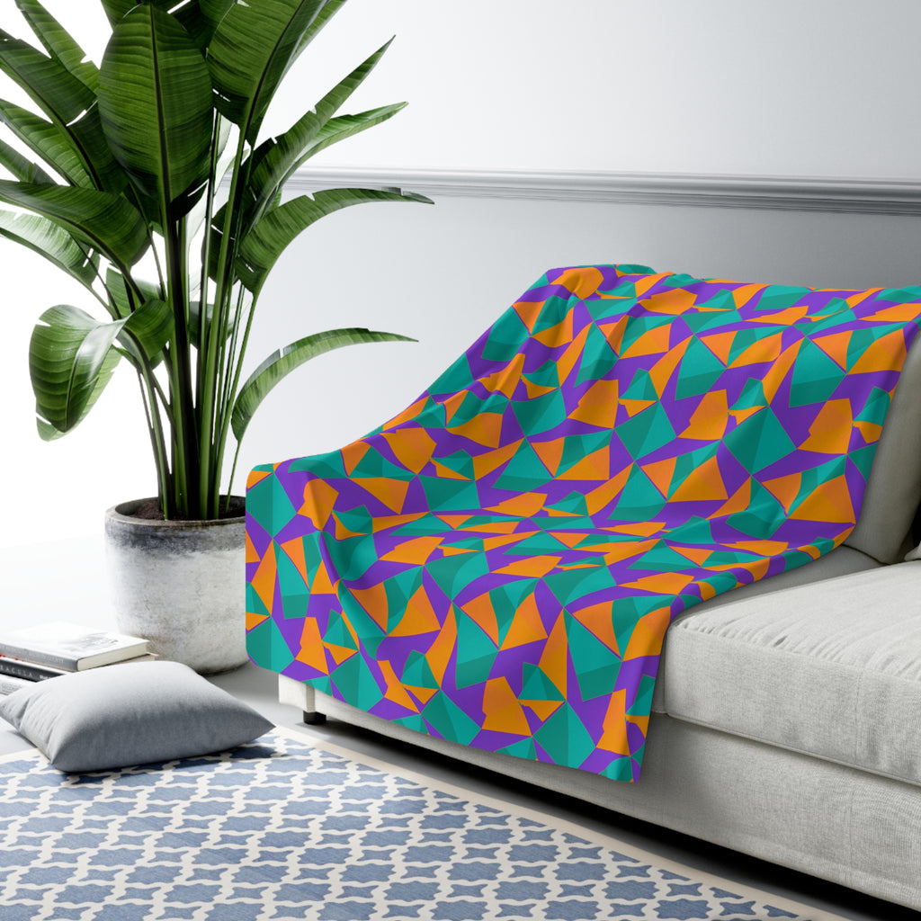 Faceted Gold Panels Sherpa Fleece Blanket – Peacock Jewel