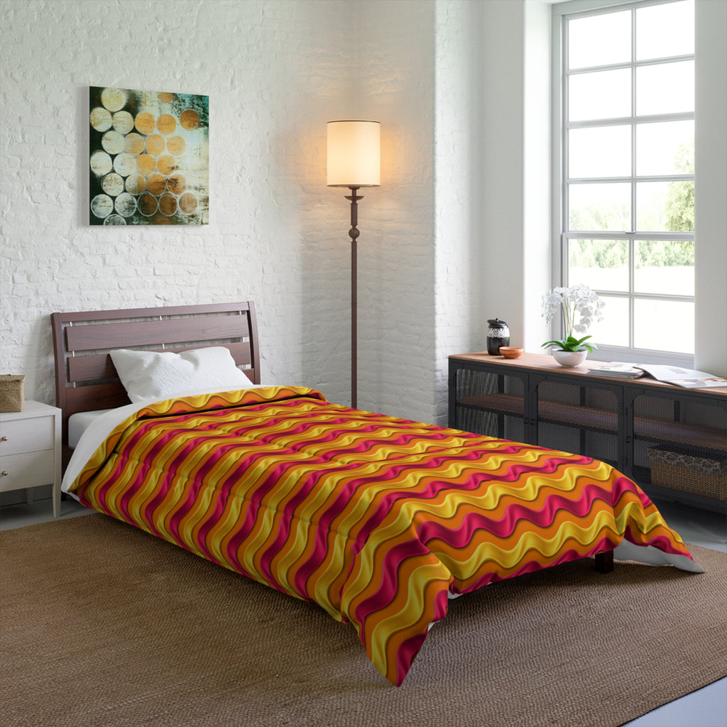 Satin Wave Bands Comforter – Cranberry Spice