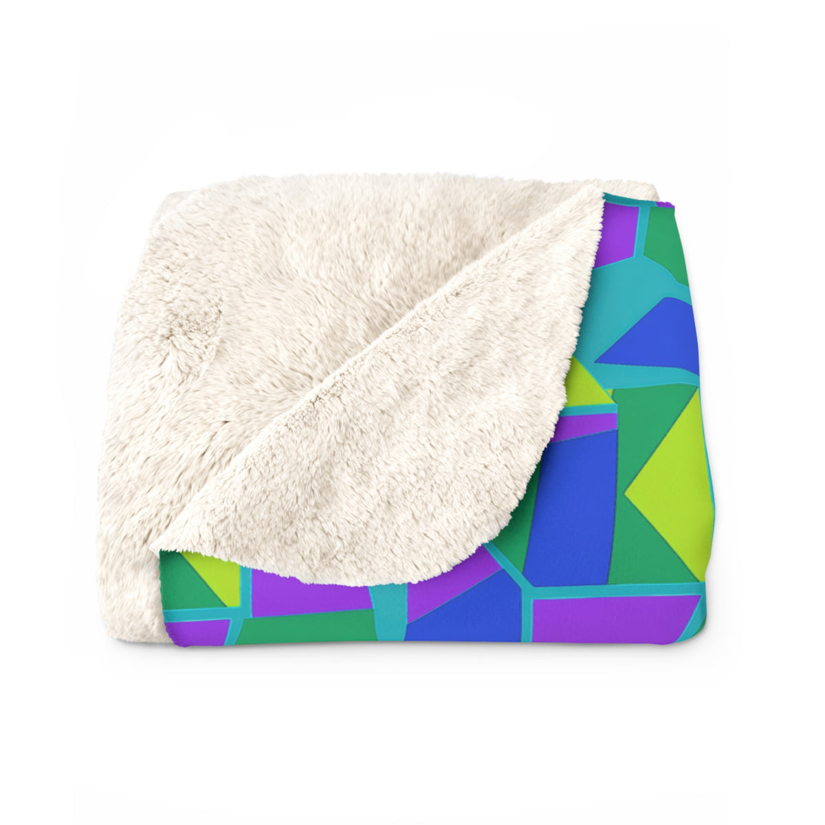 Cubist Block Quilt Sherpa Fleece Blanket – Peacock Jewel
