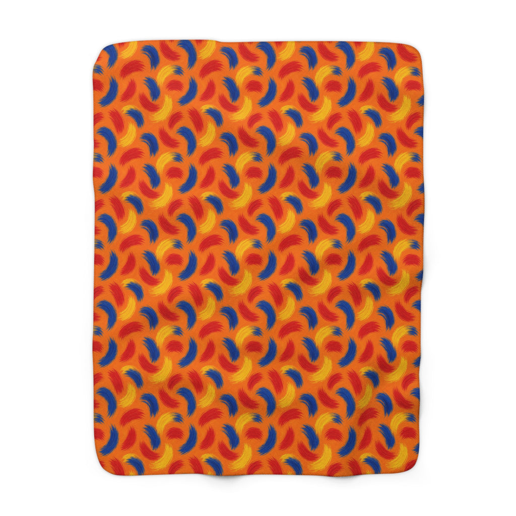Sweeping Arcs Sherpa Fleece Blanket – Expressionist Brushstroke Abstract Pattern
