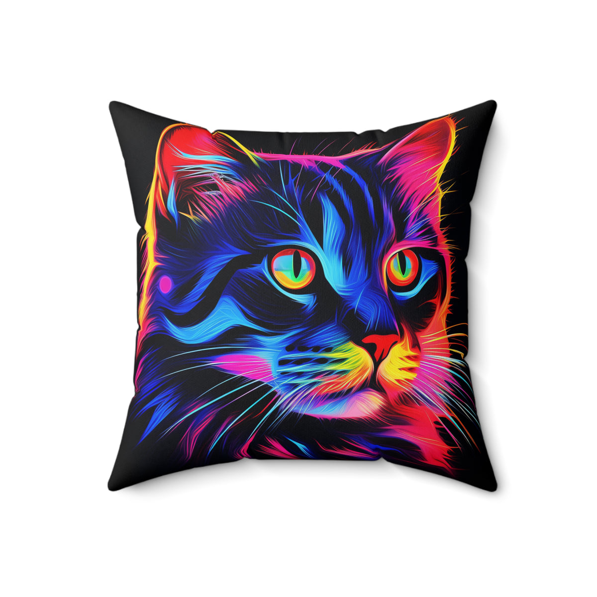 Neon Cat Faux Suede Cushion – Neon Pop Art