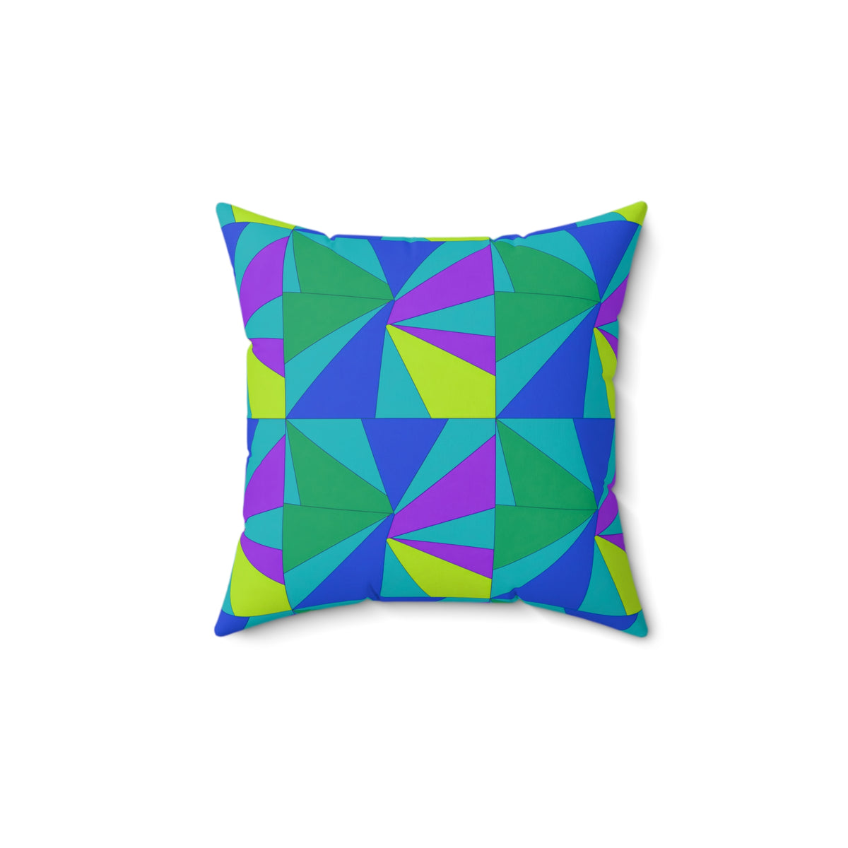 Cubist Sunburst Blocks Faux Suede Cushion – Peacock Jewel