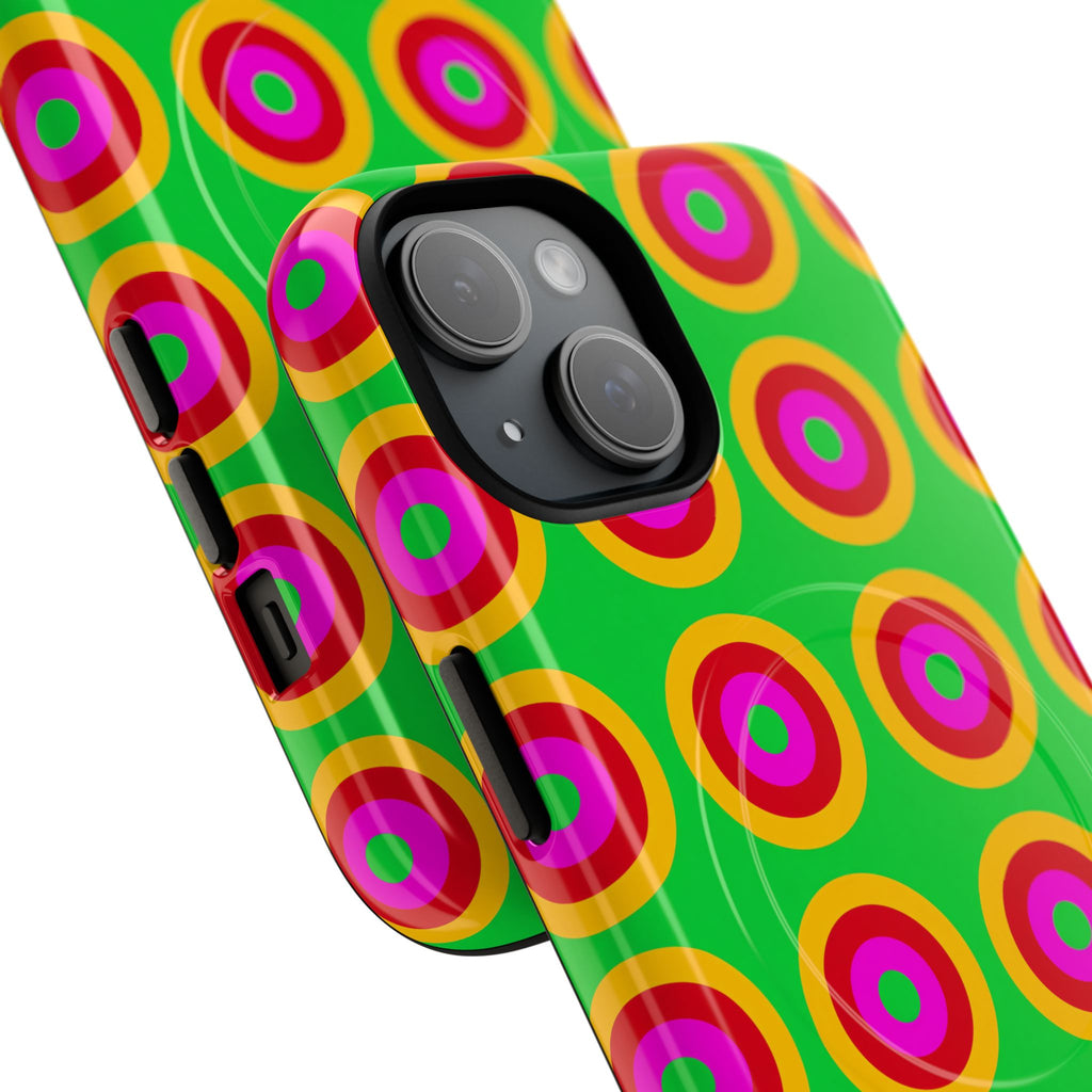 Giant Op-Art Jewel Rings Magnetic Tough iPhone Case – Op-Art Concentric Circles Pattern