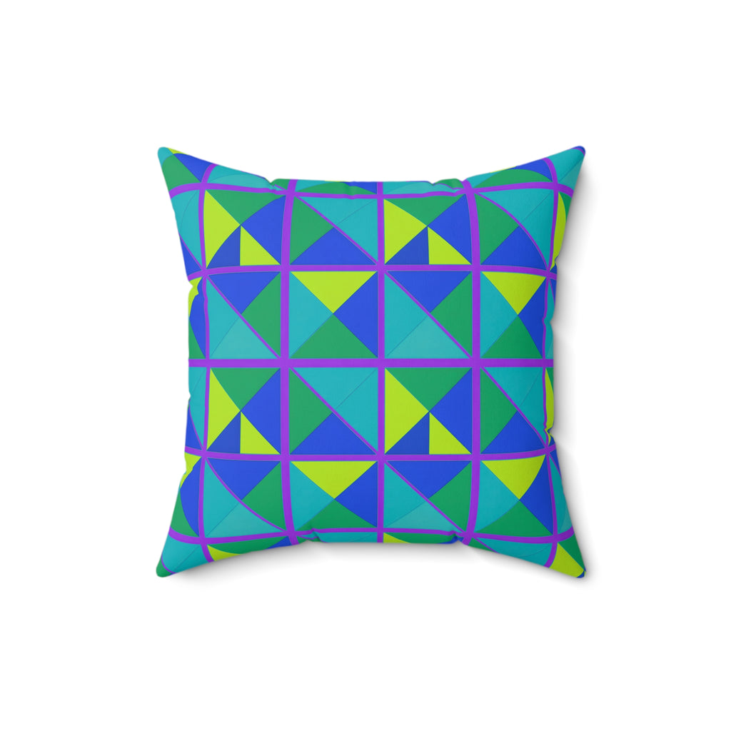 Split Square Fiesta Faux Suede Cushion – Peacock Jewel