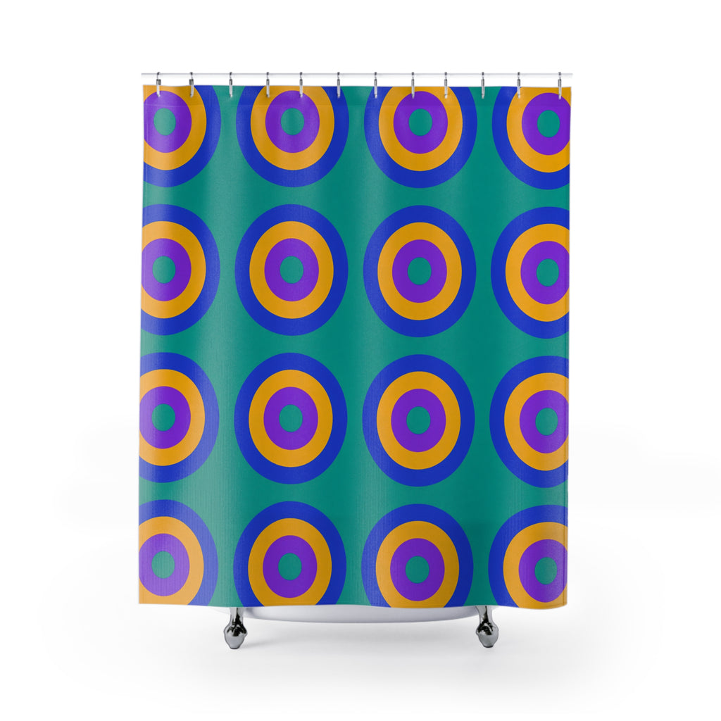 Giant Op-Art Jewel Rings Shower Curtain – Peacock Jewel