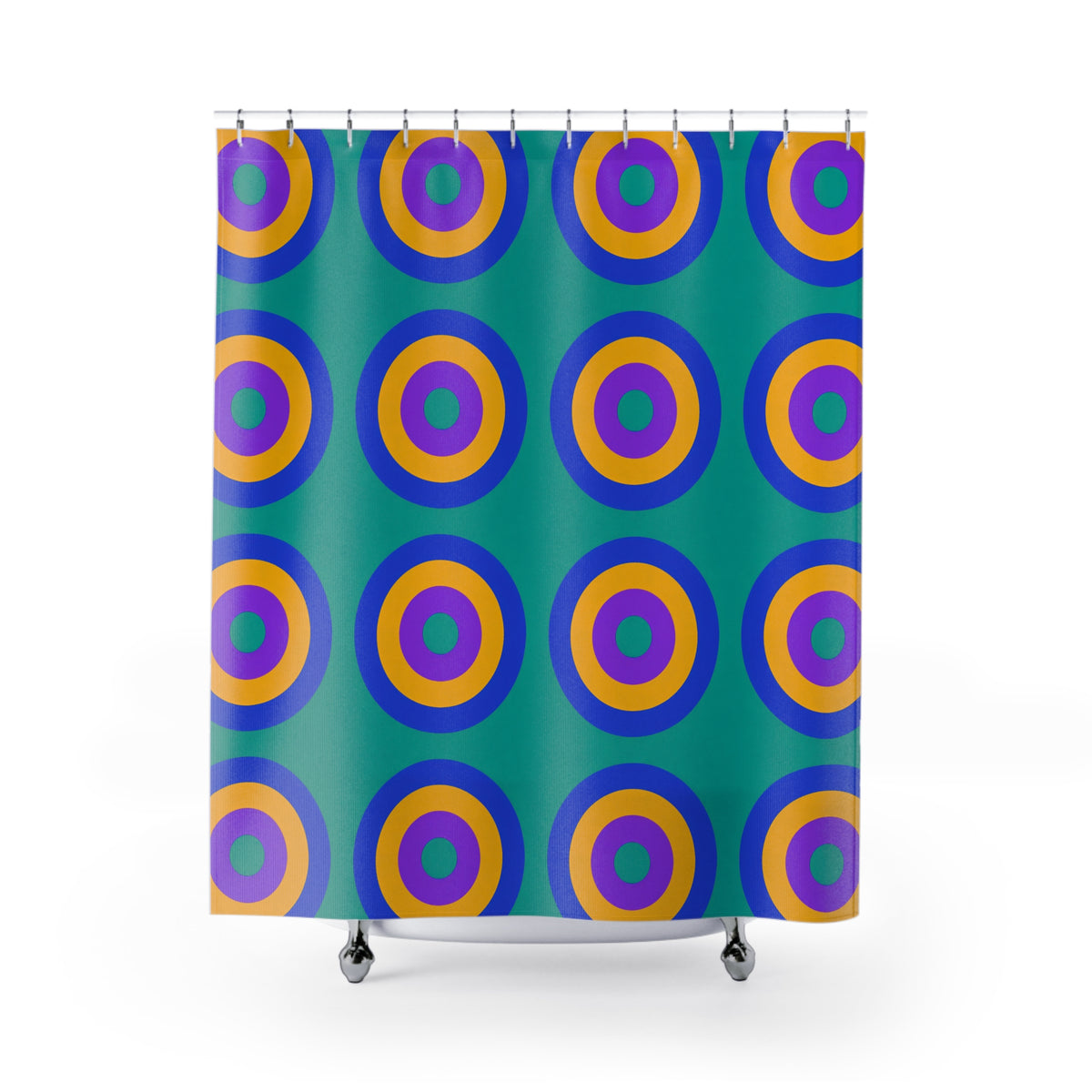 Giant Op-Art Jewel Rings Shower Curtain – Peacock Jewel