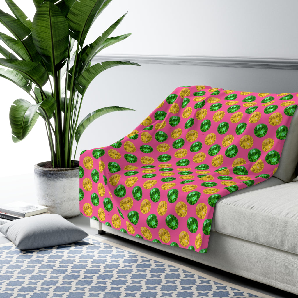 Half-Drop Gem Grid Sherpa Fleece Blanket – Candy Christmas