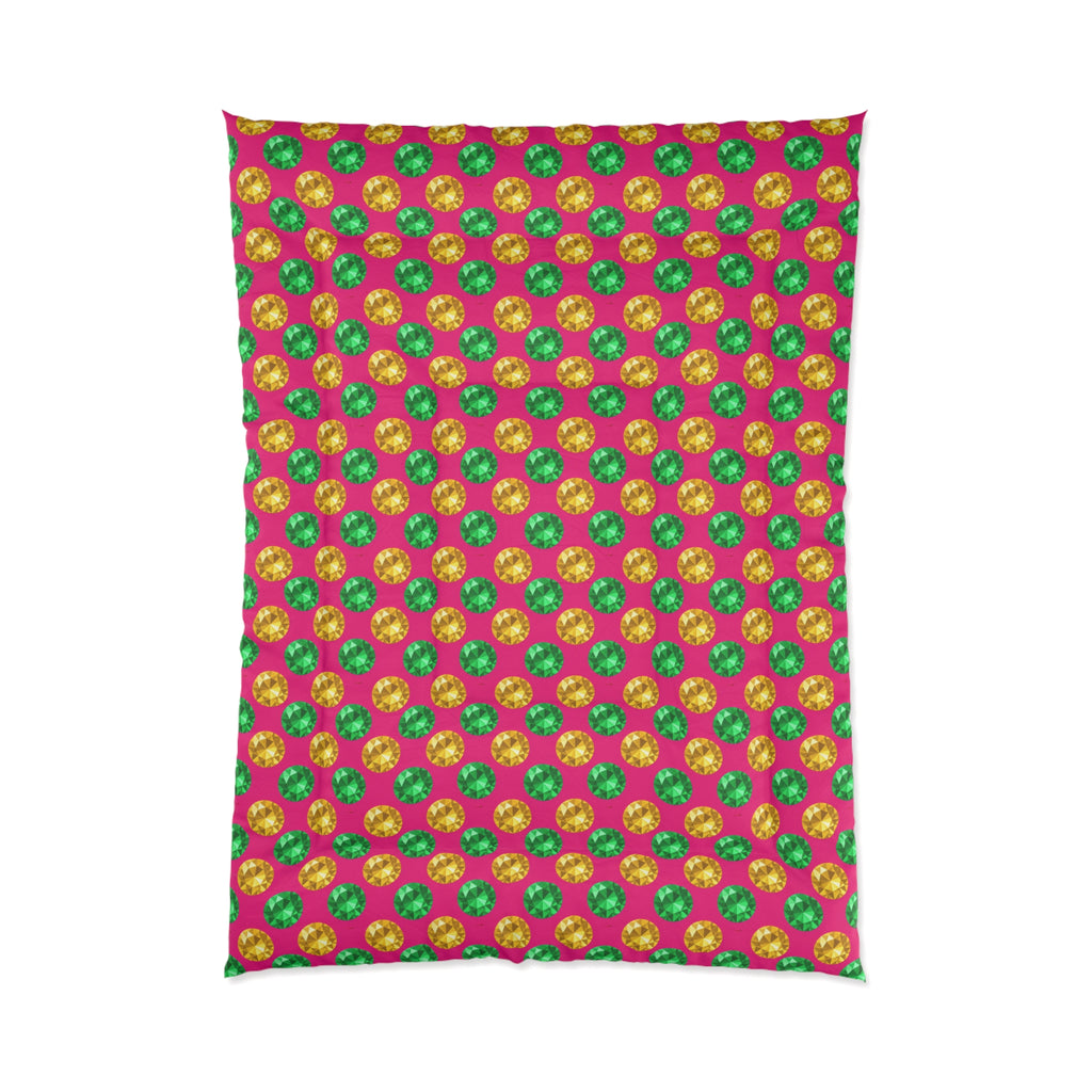 Half-Drop Gem Grid Comforter – Faceted Gem Geometric Pattern