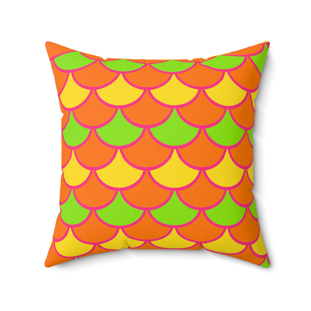 Big Jewel Scales II Faux Suede Cushion – Hot Citrus Festive