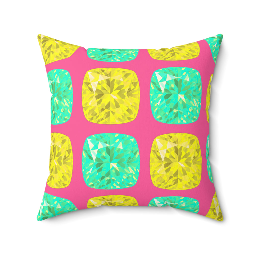 Giant Cut Gem Grid Faux Suede Cushion – Candy Christmas