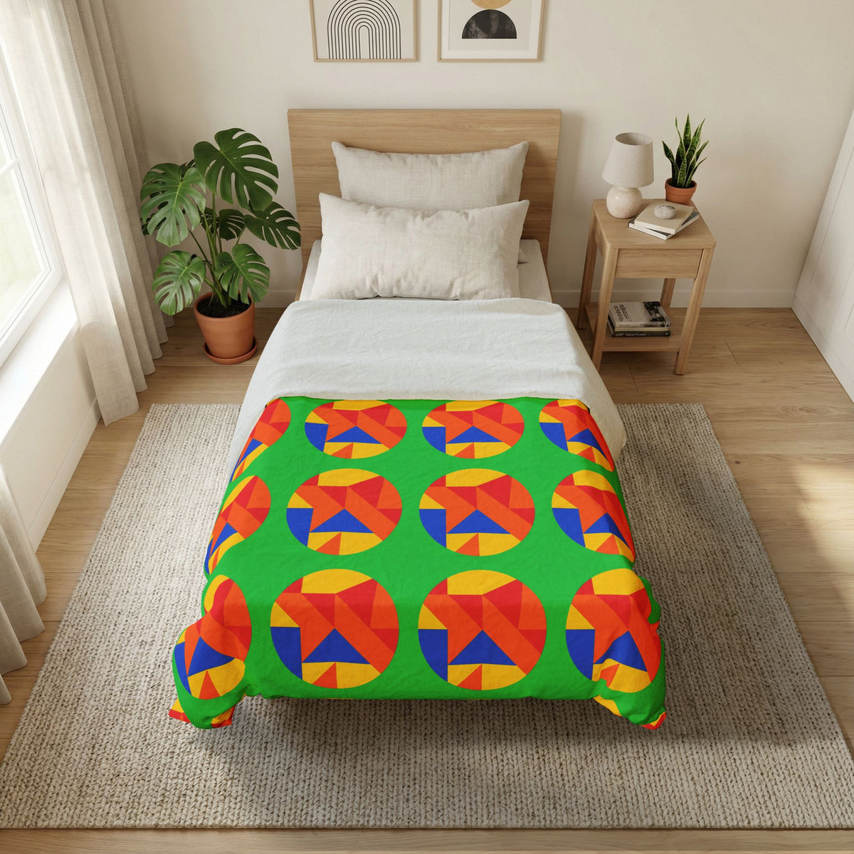 Broken Circle Planes Cotton Duvet Cover – Cubist Abstract Pattern