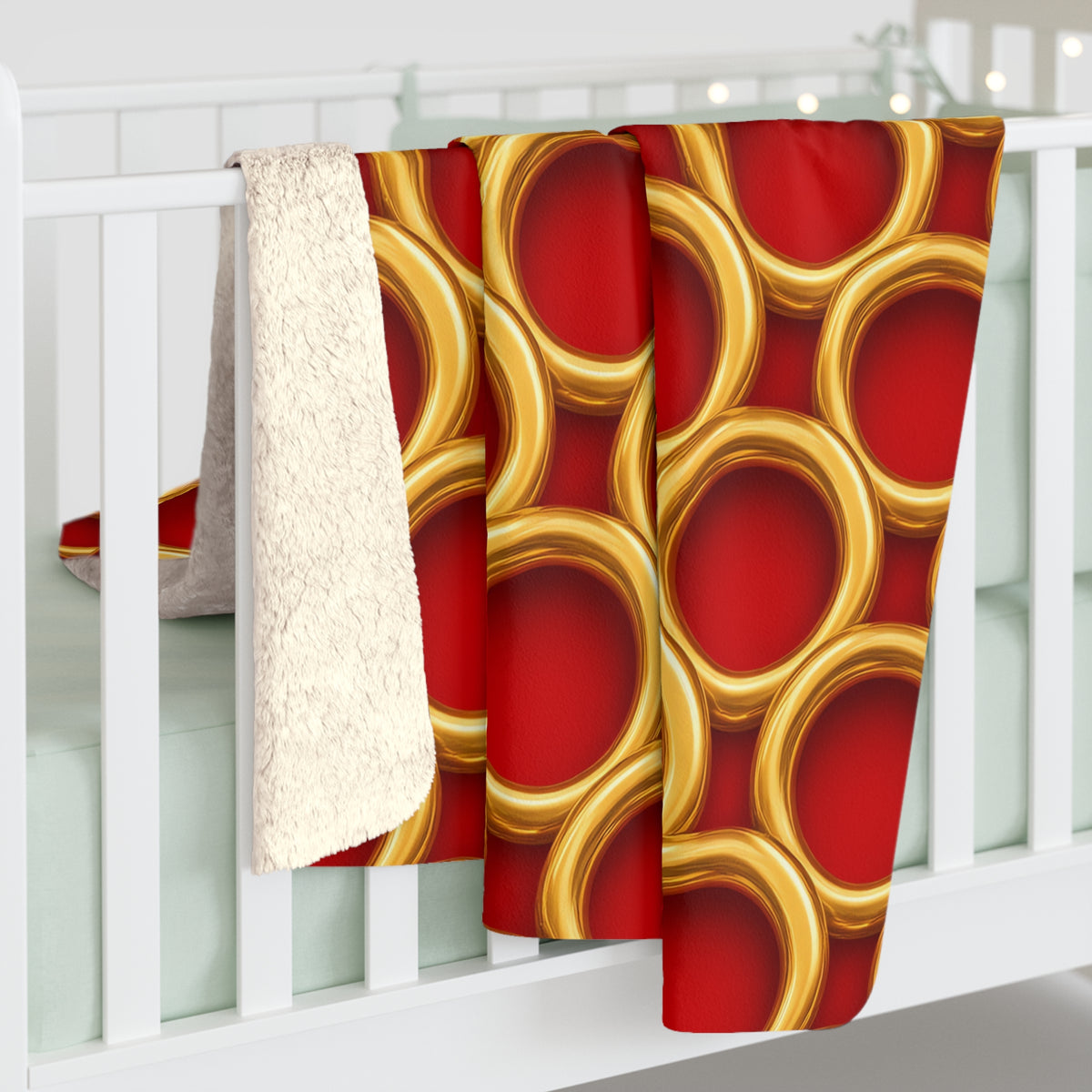 Big Gold Ring Weave Sherpa Fleece Blanket – Liquid Chrome Weave Pattern