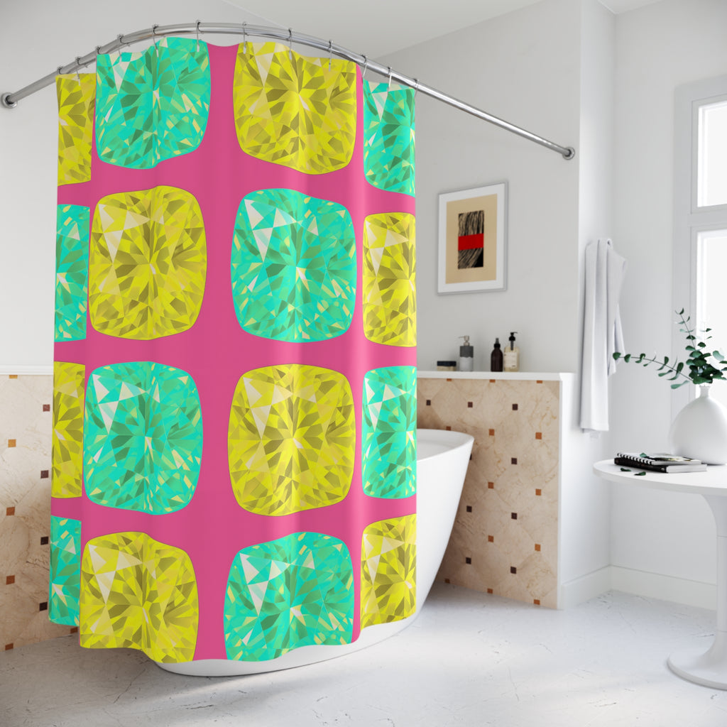 Giant Cut Gem Grid Shower Curtain – Candy Christmas