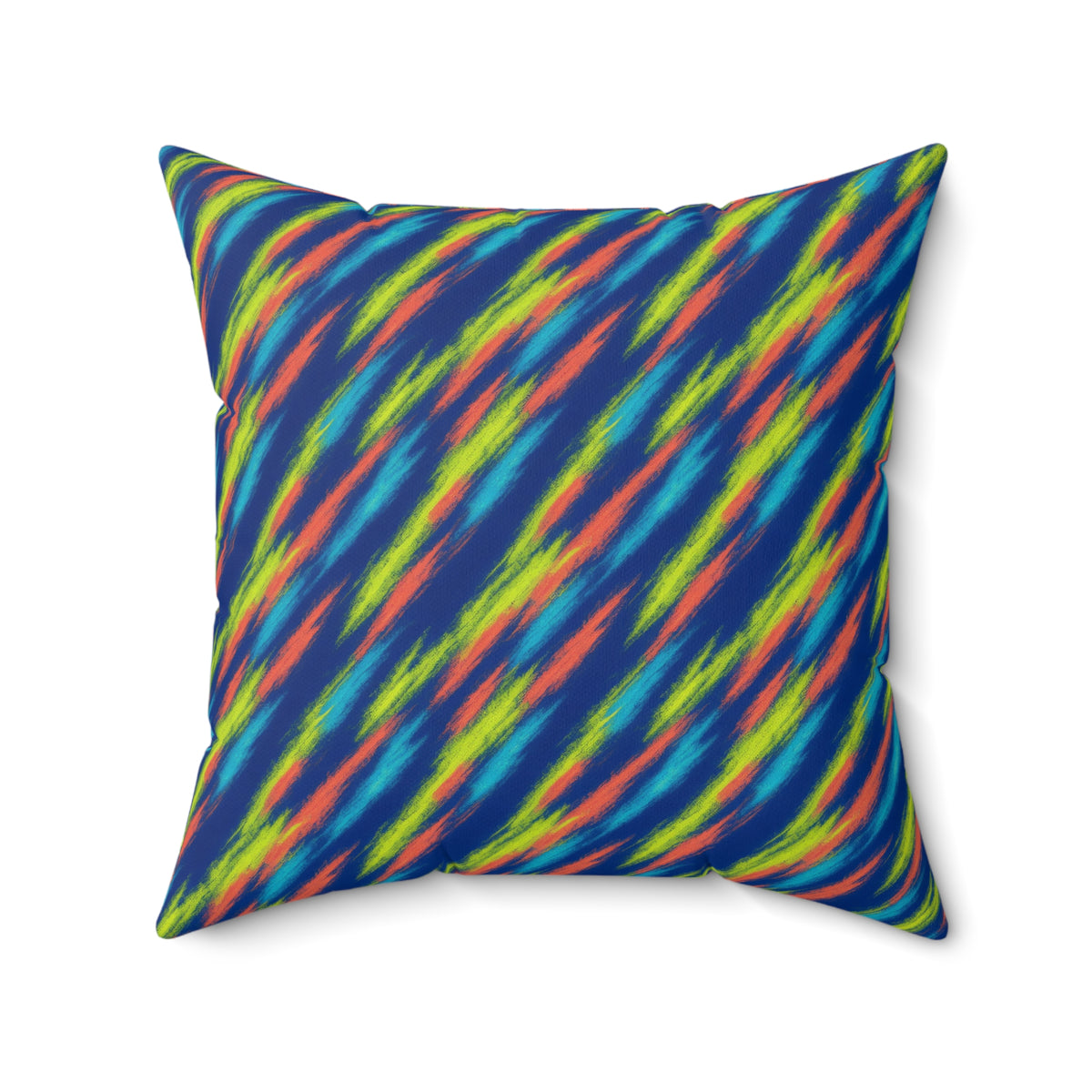 Arashi Neon Streaks Faux Suede Cushion – Shibori Dye Pattern