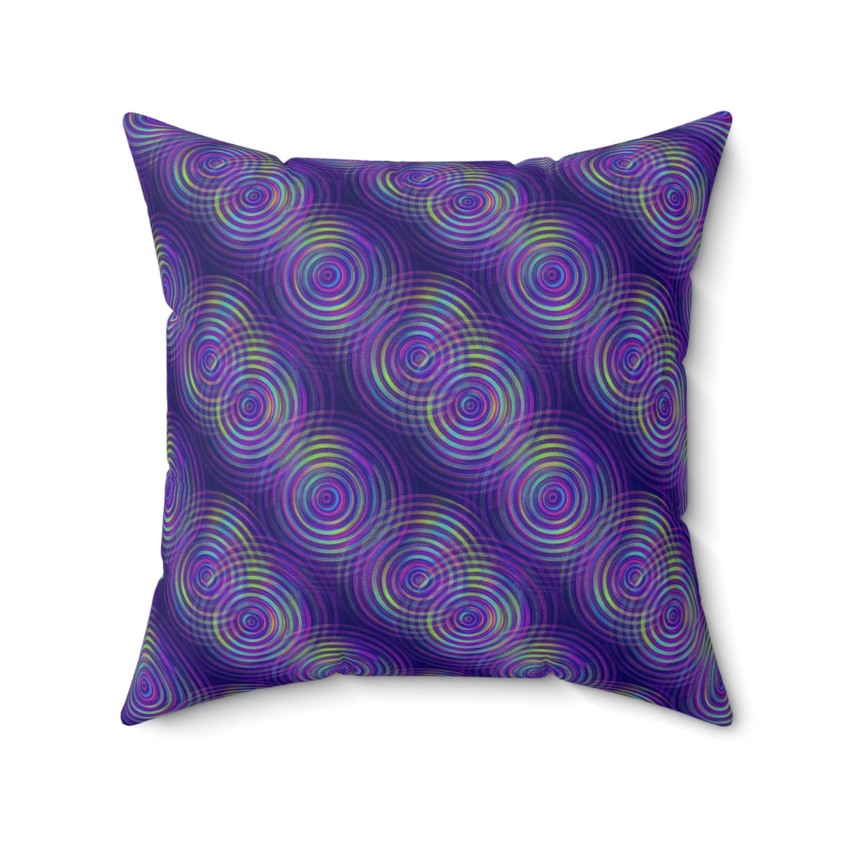 Holo Ripple Rings Faux Suede Cushion – Op-Art Holographic-Look Pattern
