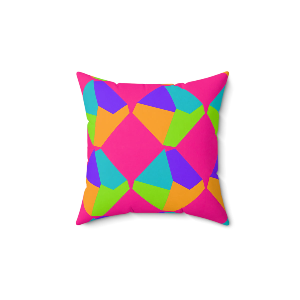 Grand Fractured Rhombus Faux Suede Cushion – Tropical Punch