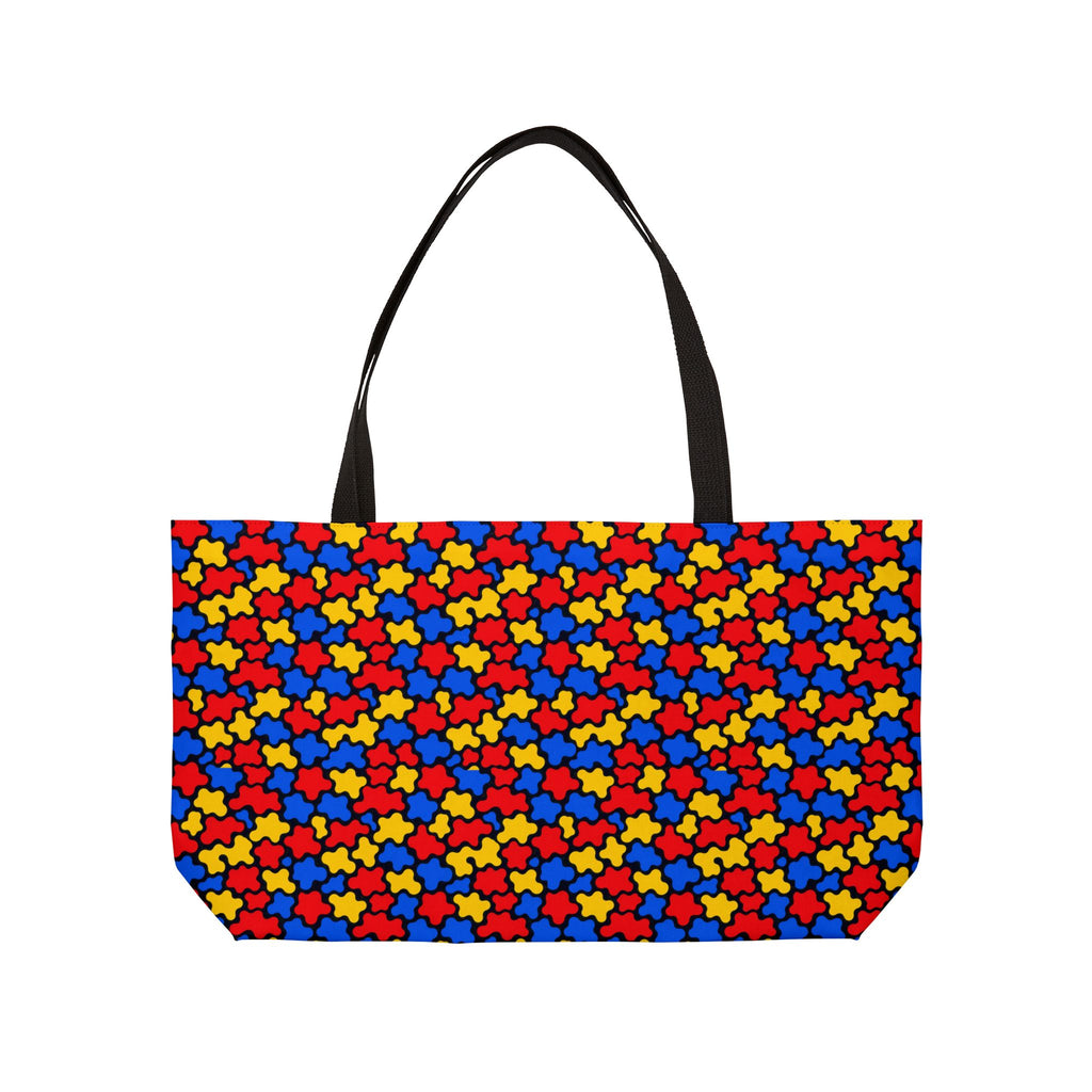 Blob Black Weekender Tote Bag – Bold Primary Abstract Pattern