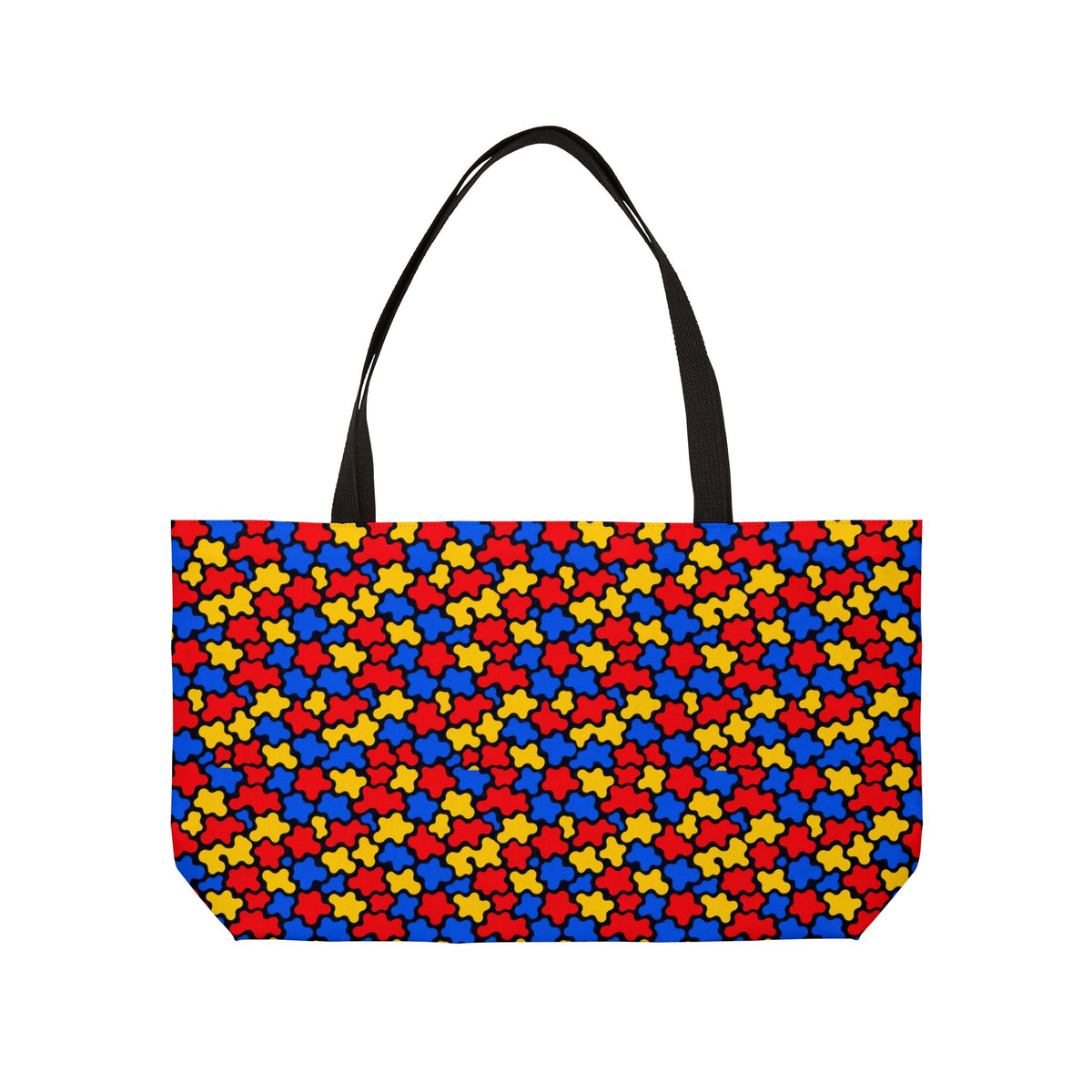 Blob Black Weekender Tote Bag – Bold Primary Abstract Pattern