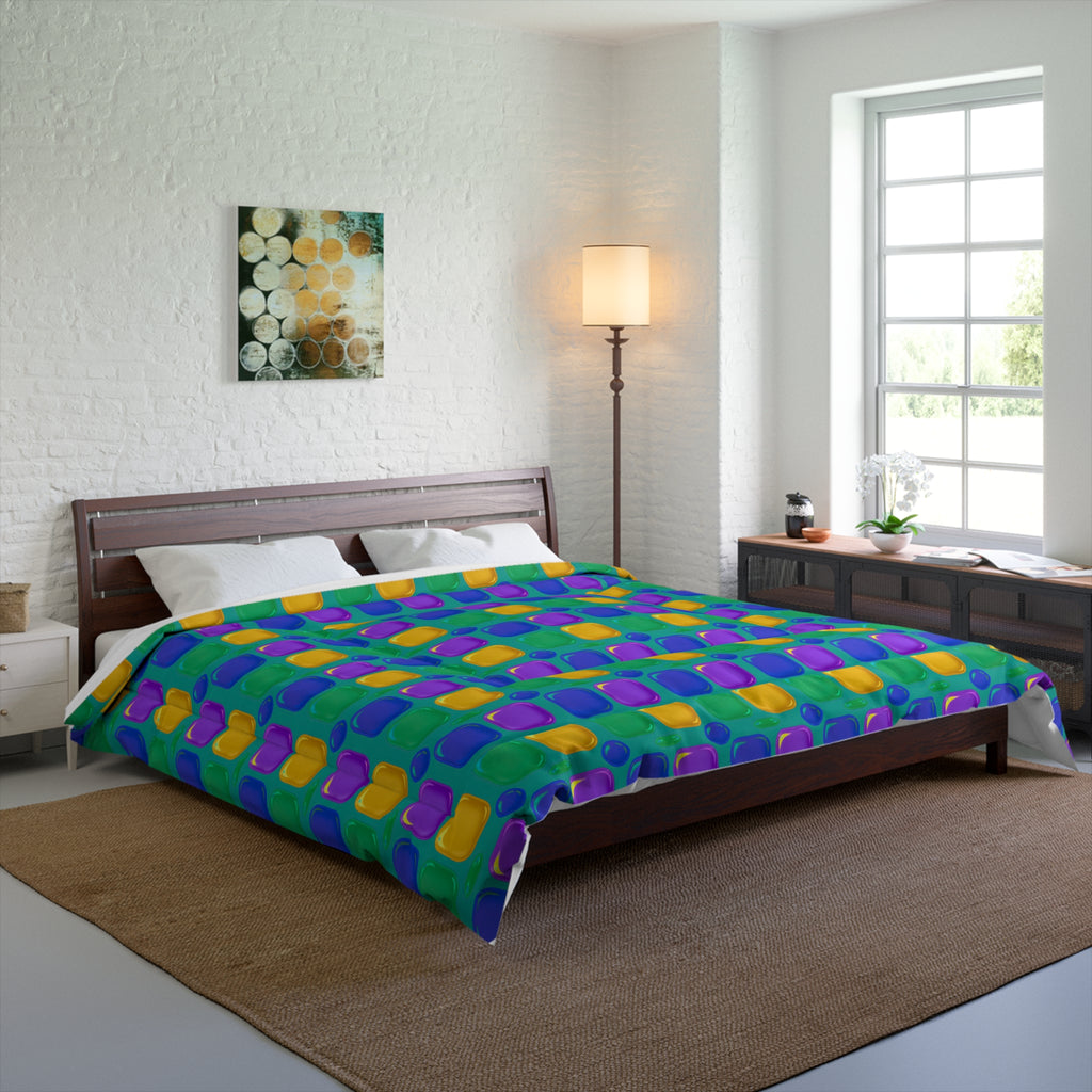 Giant Puffy Glass Cushions Comforter – Peacock Jewel