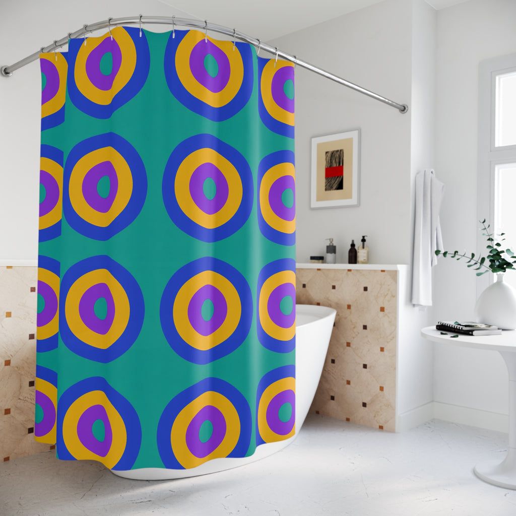 Giant Op-Art Jewel Rings Shower Curtain – Peacock Jewel