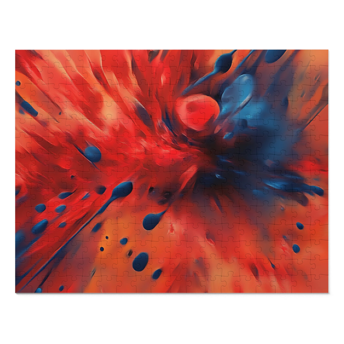 Scarlet Blue Blast Jigsaw Puzzle with Tin – Abstract Explosion Art